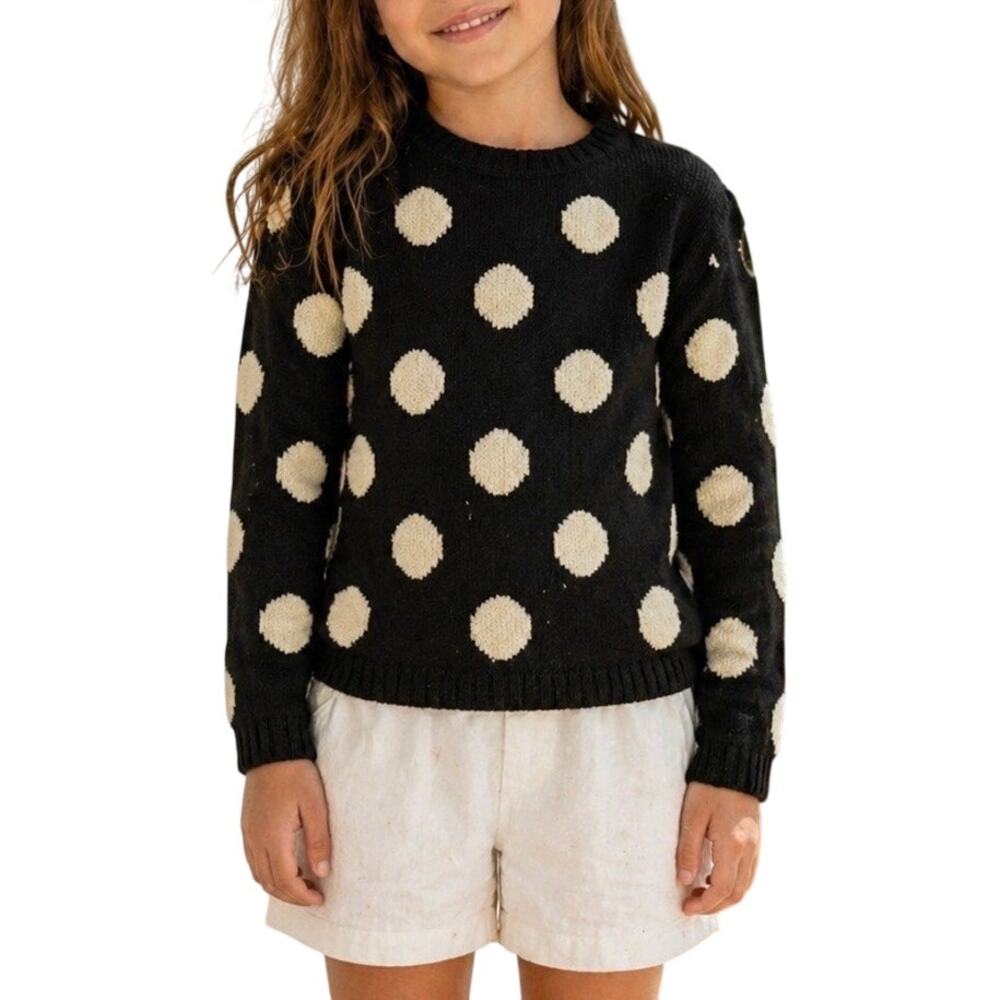 Hanna Andersson Polka Marshmallow Dot Sweater Soft Black Minimalist Layer Kids